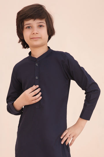 Midnight Blue Kurta and Trouser Set For Boys